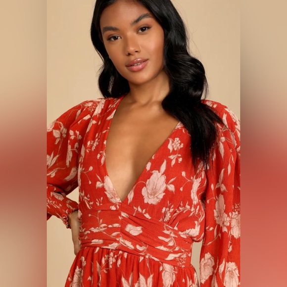 Lulu's Scarlet Floral Mini Dress - Picture 4 of 11